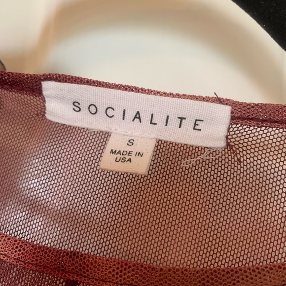 Orange Purple Socialite Long Sleeve Mesh Dyed Top, Size Small - Picture 3 of 4